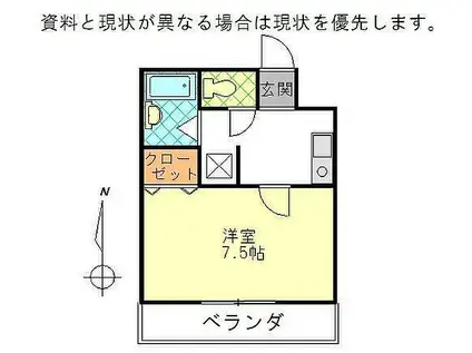 ドリームマンション足立(1K/2階)の間取り写真