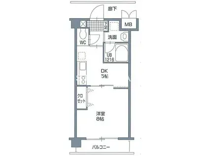 COCO学南町(1DK/2階)の間取り写真