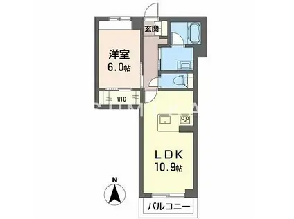 ベレオガーデンズ北方II(1LDK/2階)の間取り写真