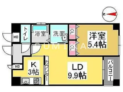 クレストシティ中井町(1LDK/5階)の間取り写真