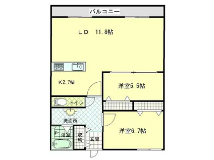  Iマンション(2LDK/4階)の間取り写真