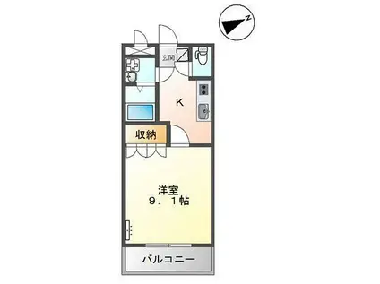 JR境線 三本松口駅 徒歩30分 2階建 築21年(1K/1階)の間取り写真