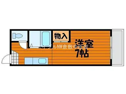 JR山陽本線 倉敷駅 徒歩13分 5階建 築34年(1K/5階)の間取り写真