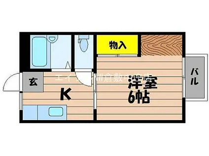 JR吉備線 東総社駅 徒歩15分 2階建 築38年(1K/2階)の間取り写真