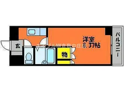 JR山陽本線 倉敷駅 徒歩12分 5階建 築27年(1K/3階)の間取り写真
