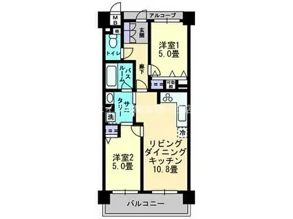 JR山陽本線 中庄駅 徒歩2分 10階建 築20年(2LDK/2階)の間取り写真