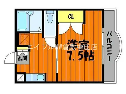 JR山陽本線 中庄駅 徒歩5分 4階建 築28年(1K/1階)の間取り写真
