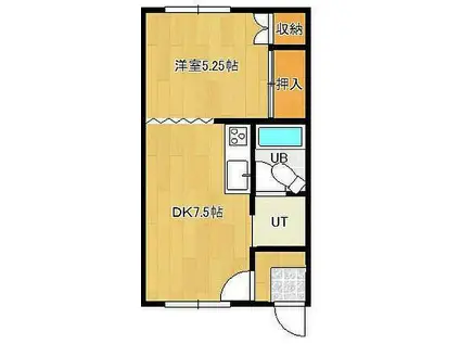 第2わらべマンション(1DK/2階)の間取り写真