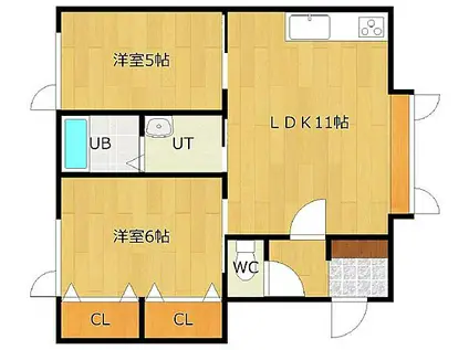 アパートメント常盤(2LDK/2階)の間取り写真