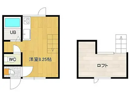 メゾンドKI(ワンルーム/2階)の間取り写真
