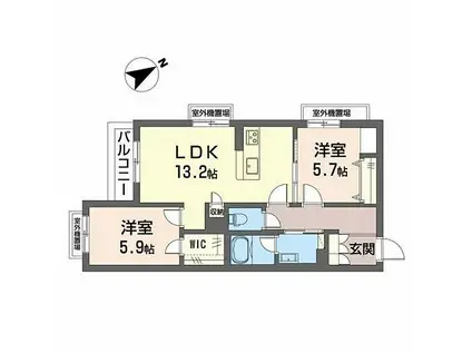 大阪メトロ御堂筋線 北花田駅 徒歩14分 3階建 新築(2LDK/2階)の間取り写真