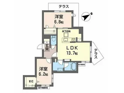 大阪メトロ御堂筋線 北花田駅 徒歩14分 3階建 新築(2LDK/1階)の間取り写真