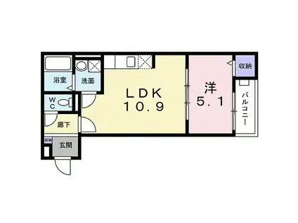 アレグリア藤井寺(1LDK/1階)の間取り写真