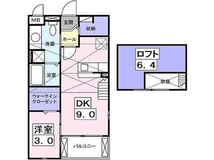 近鉄南大阪線 恵我ノ荘駅 徒歩10分 2階建 築16年(1DK/2階)の間取り写真