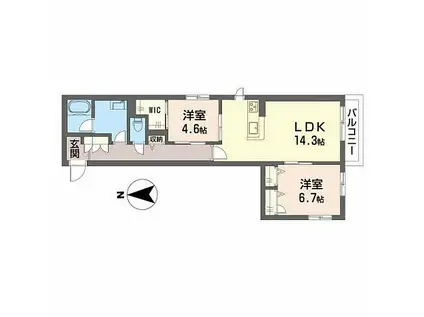 大阪メトロ御堂筋線 北花田駅 徒歩6分 2階建 新築(2LDK/2階)の間取り写真