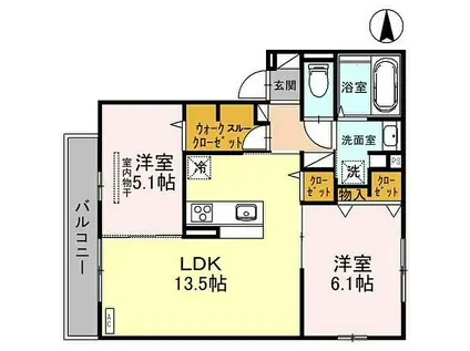 大阪メトロ御堂筋線 北花田駅 徒歩10分 3階建 築1年(2LDK/2階)の間取り写真