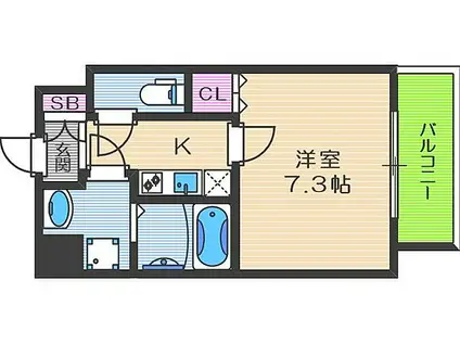 CASSIA福島駅前(1K/6階)の間取り写真