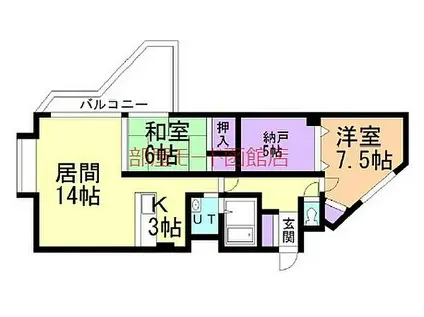 ライラックマンション函館(2LDK/2階)の間取り写真