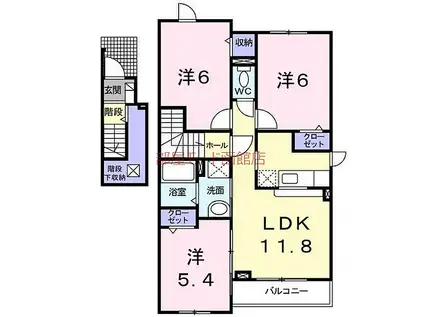 JR函館本線 大中山駅 徒歩3分 2階建 築17年(3LDK/2階)の間取り写真