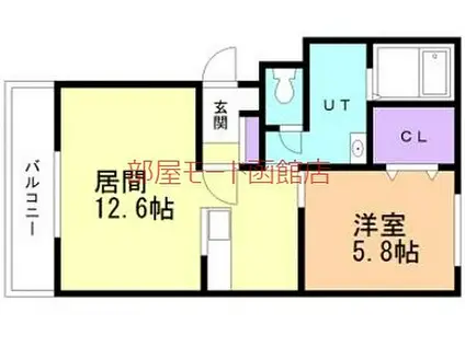 ルミエール富岡(1LDK/2階)の間取り写真