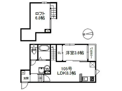 マグノリア梅満(1LDK/1階)の間取り写真