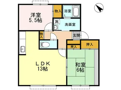 ミーツハオスKII(2LDK/1階)の間取り写真