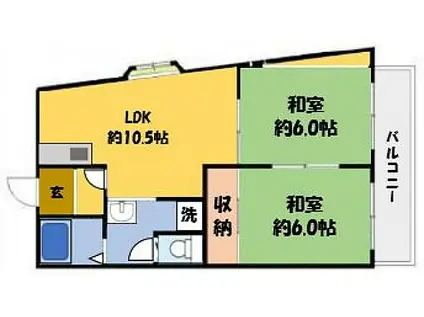 オークハイツ(2LDK/3階)の間取り写真