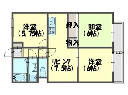 東野マンション(3DK/3階)の間取り写真