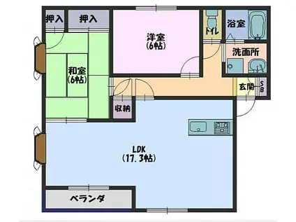 ハイム・ボナール(2LDK/2階)の間取り写真