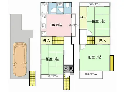 京阪本線 寝屋川市駅 徒歩10分 3階建 築44年(3DK)の間取り写真