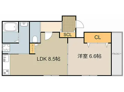 レユシール金田I(1LDK/2階)の間取り写真