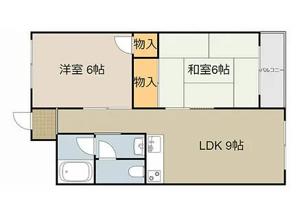 太秦グリーンハイツ(2LDK/2階)の間取り写真