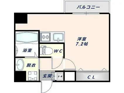 フォーリアライズ大阪エレナ(ワンルーム/7階)の間取り写真