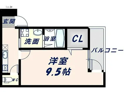 フジパレス八戸ノ里VI番館(1K/3階)の間取り写真