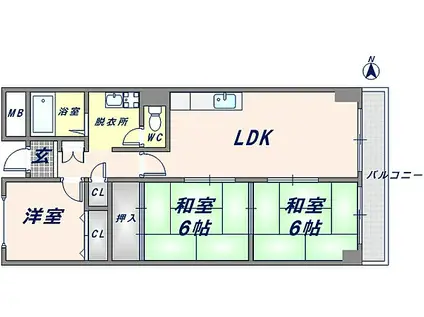 アバ・ハイム西村(3LDK/8階)の間取り写真