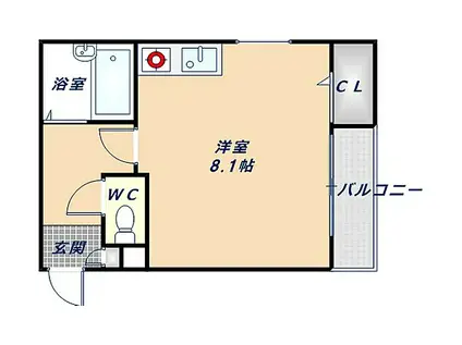 リバーライズ永和(ワンルーム/2階)の間取り写真
