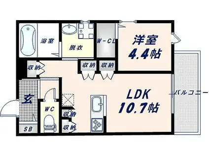 小若江ミッドスクエア(1LDK/2階)の間取り写真