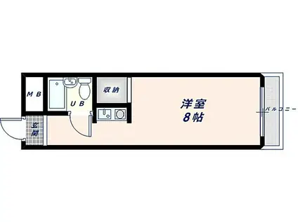 ベルハイム俊徳道(ワンルーム/2階)の間取り写真