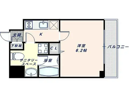 セイワパレス大今里(1K/8階)の間取り写真