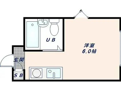 インテリジェントマンション・エソール(ワンルーム/2階)の間取り写真