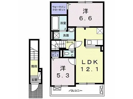 エトワールくらもちA(2LDK/2階)の間取り写真