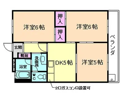 テネメント西田(3DK/3階)の間取り写真