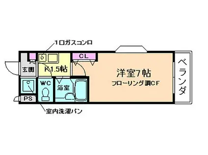 大阪モノレール彩都線 彩都西駅 徒歩28分 3階建 築29年(1K/3階)の間取り写真