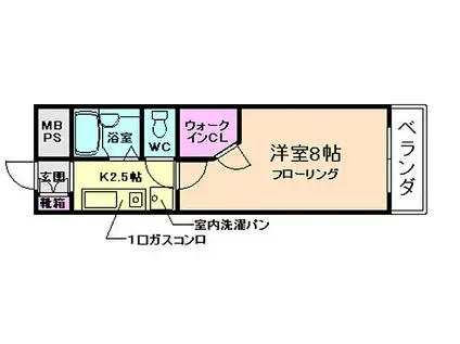 阪急箕面線 桜井駅(大阪) 徒歩15分 4階建 築24年(1K/3階)の間取り写真