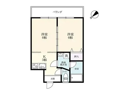 カレント小楠(2K/2階)の間取り写真
