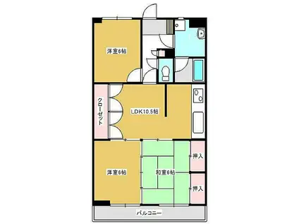 足利スカイタワー16(3LDK/2階)の間取り写真