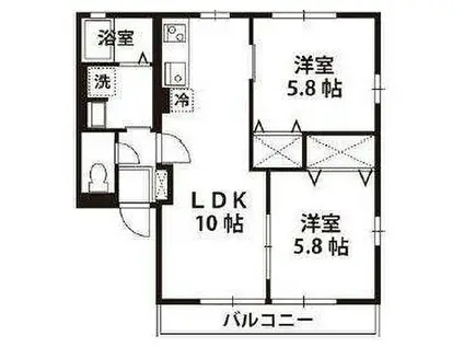 メゾン高田A(2LDK/2階)の間取り写真