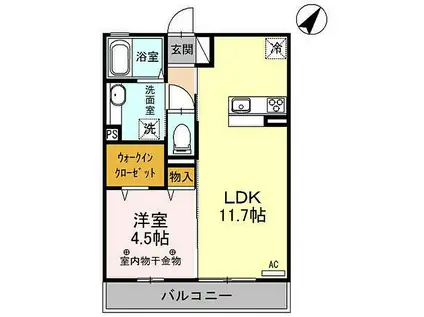 クレール富久 A(1LDK/2階)の間取り写真