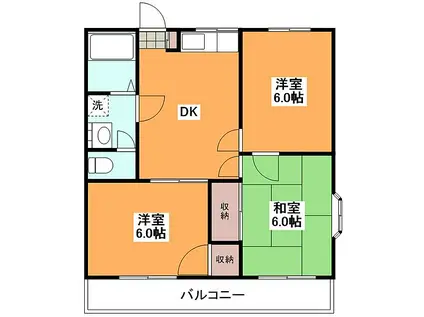 丸和マンション(3DK/2階)の間取り写真
