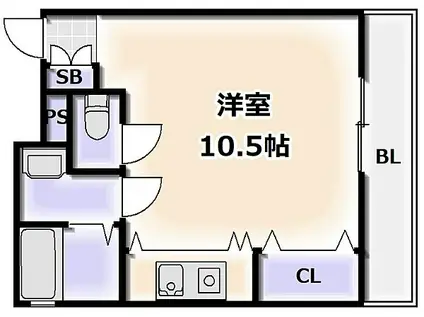 大阪メトロ御堂筋線 大国町駅 徒歩4分 9階建 築19年(ワンルーム/7階)の間取り写真